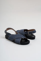 DENIM CROSSOVER SANDALS