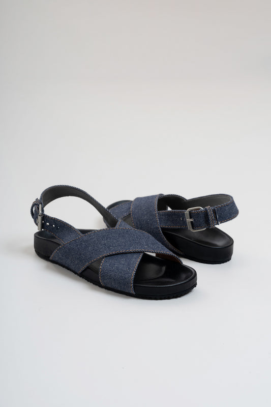 DENIM CROSSOVER SANDALS 1