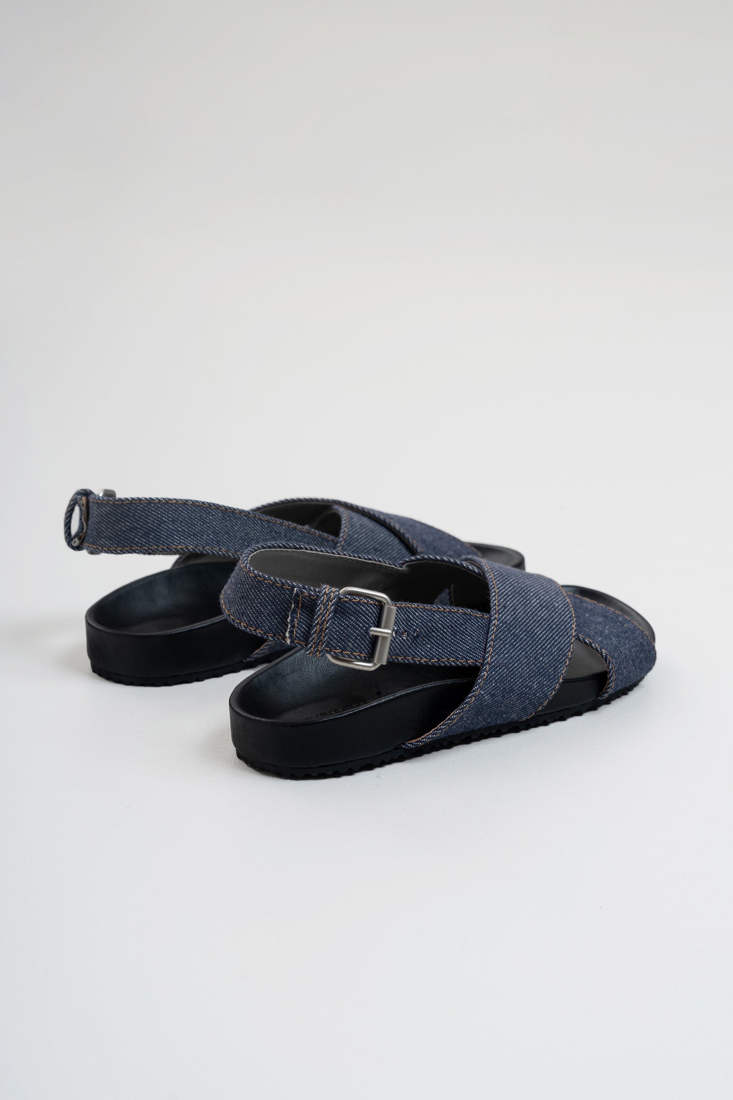 DENIM CROSSOVER SANDALS