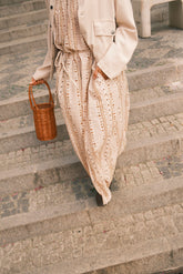 STAMP-PRINT HALTER DRESS