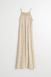 STAMP-PRINT HALTER DRESS