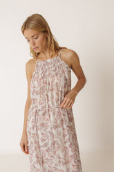 STAMP-PRINT HALTER DRESS