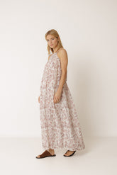 STAMP-PRINT HALTER DRESS