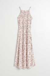 STAMP-PRINT HALTER DRESS