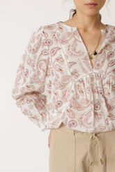 HEMSTITCH-DETAILS BLOUSE