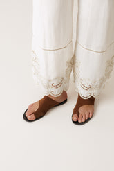 EMBROIDERED-HEM PANT