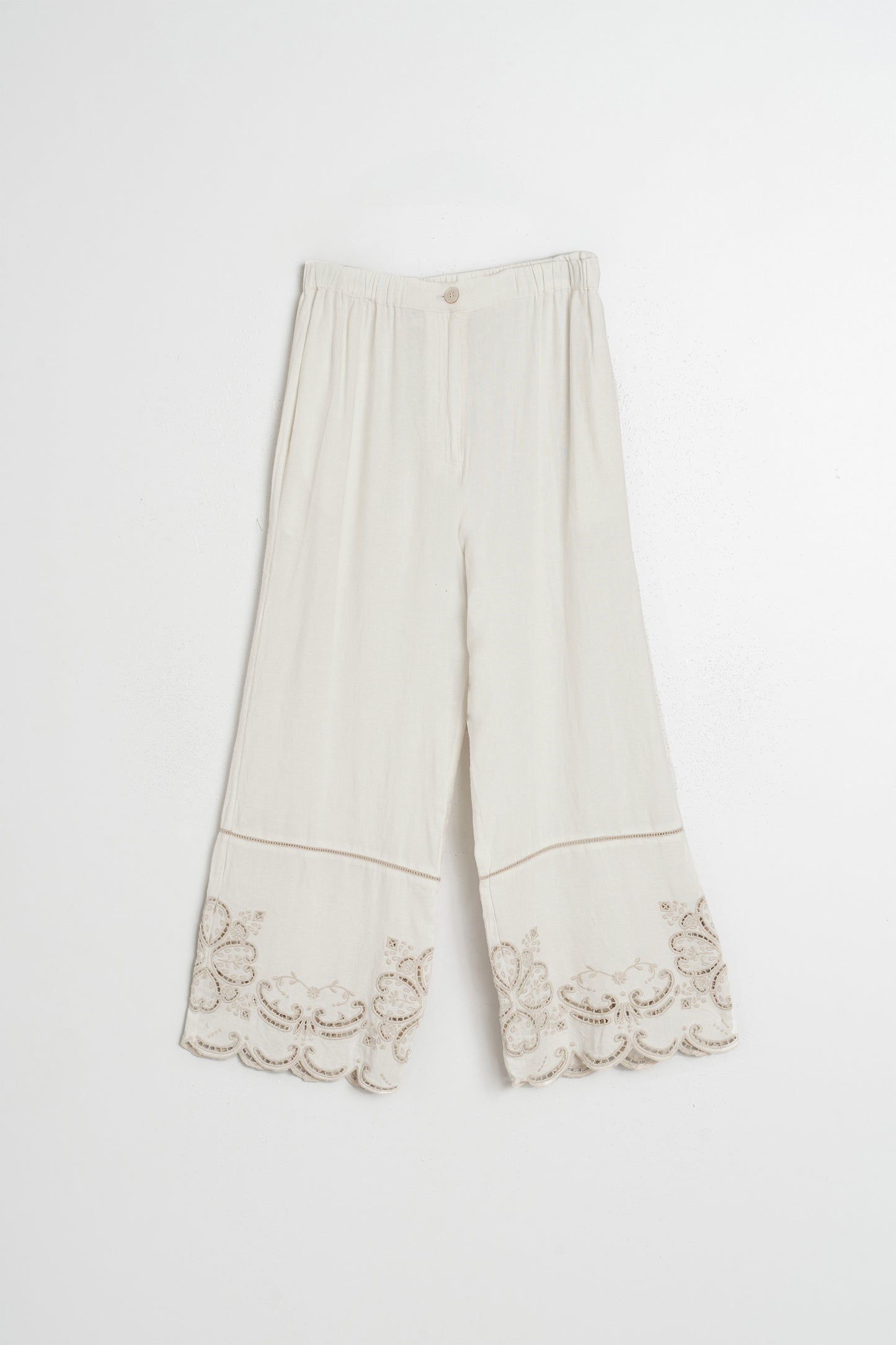EMBROIDERED-HEM PANT