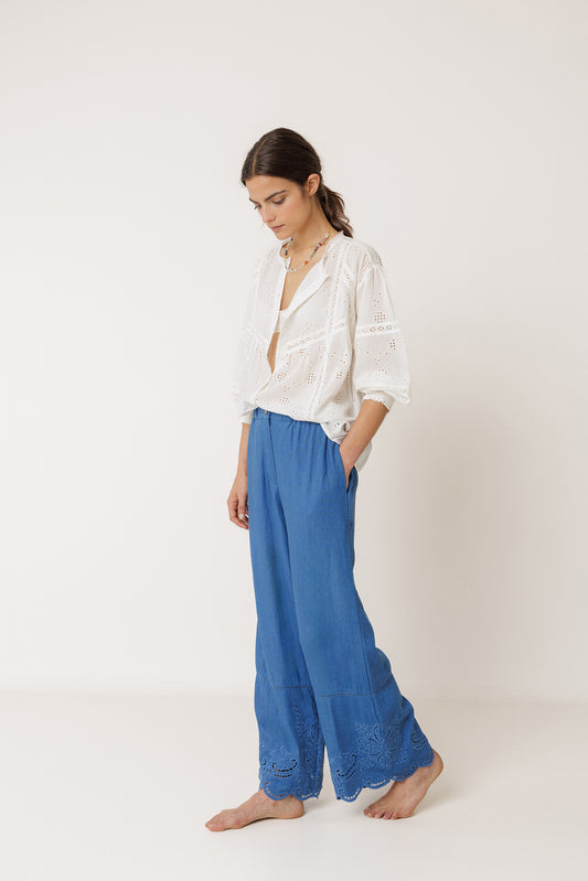 EMBROIDERED-HEM PANT 1