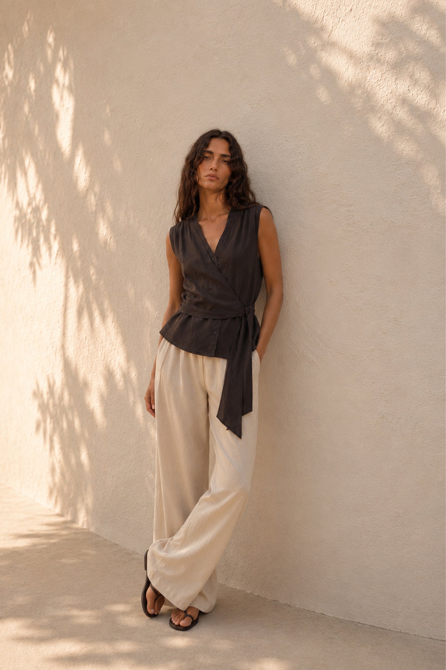 SATIN SHIRT WITH TIE-NECK