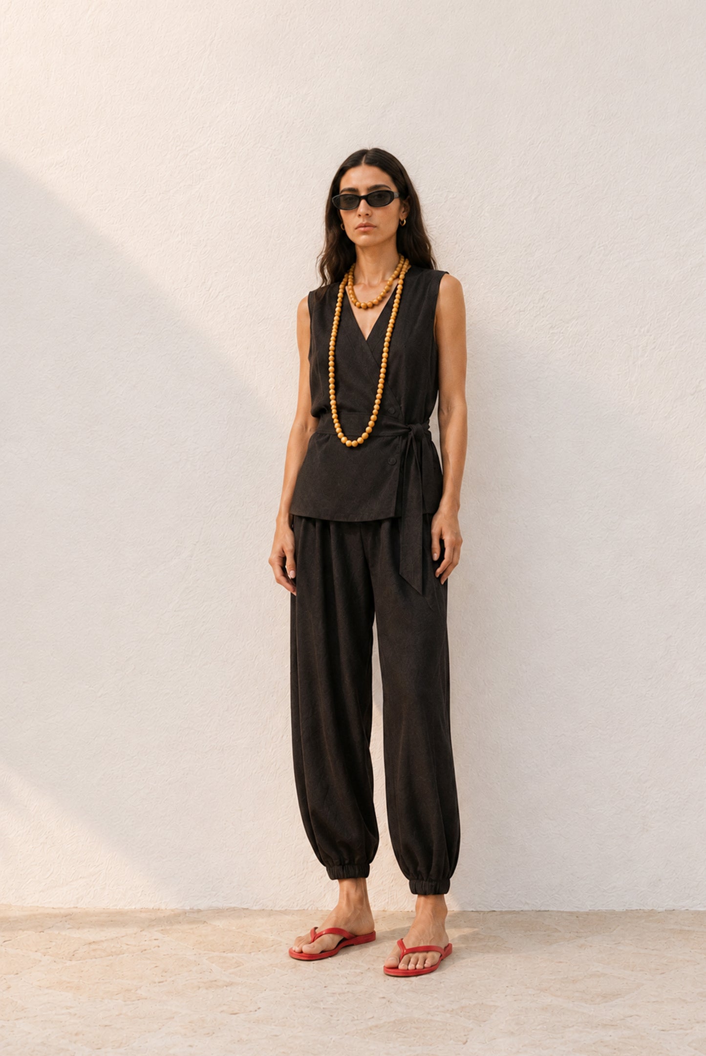 SATIN SHIRT WITH TIE-NECK