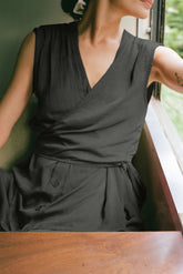 SATIN SHIRT WITH TIE-NECK