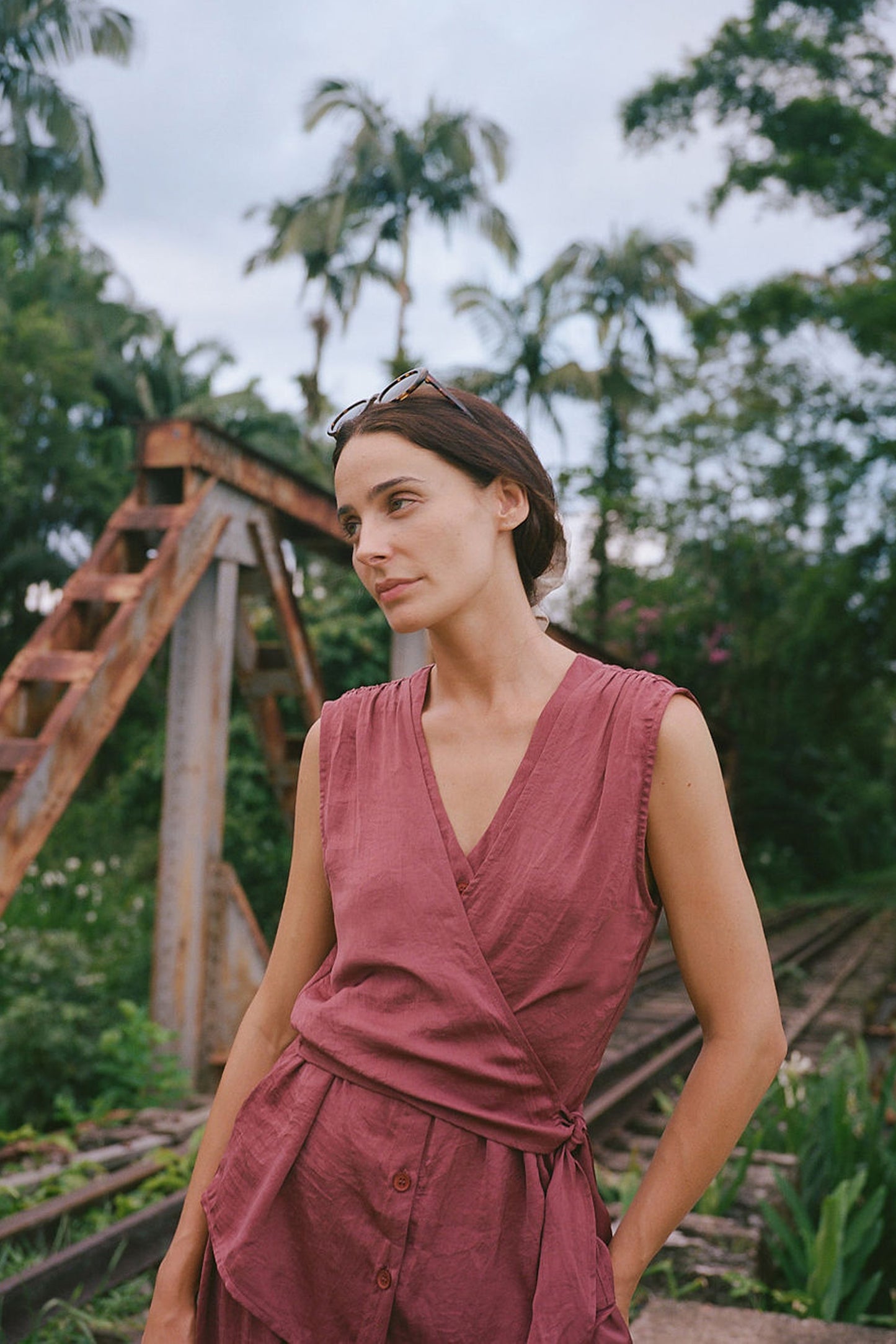 SATIN SHIRT WITH TIE-NECK