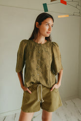 BOXY SHIRT WITH SCHIFFLI EMBROIDERY