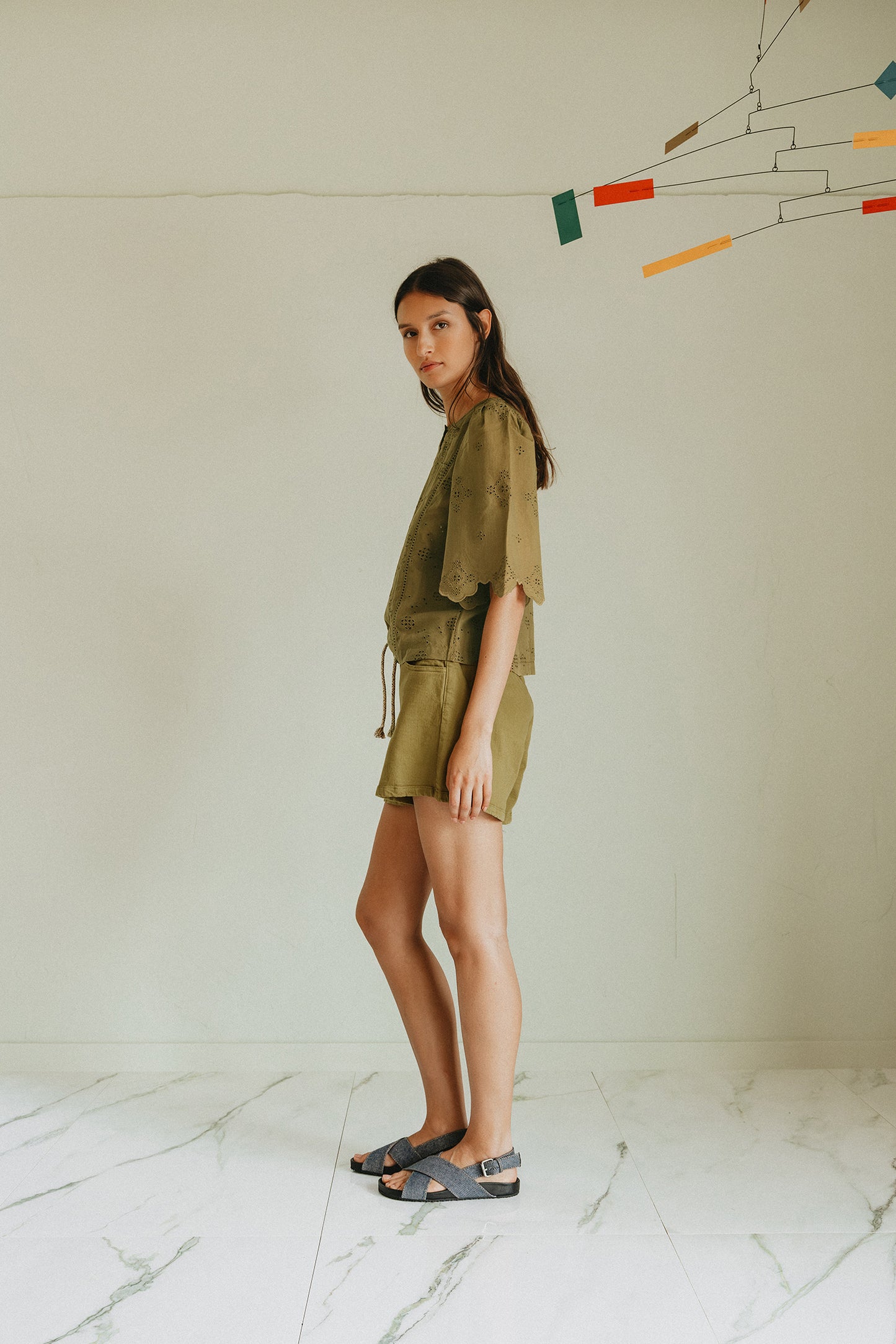 BOXY SHIRT WITH SCHIFFLI EMBROIDERY