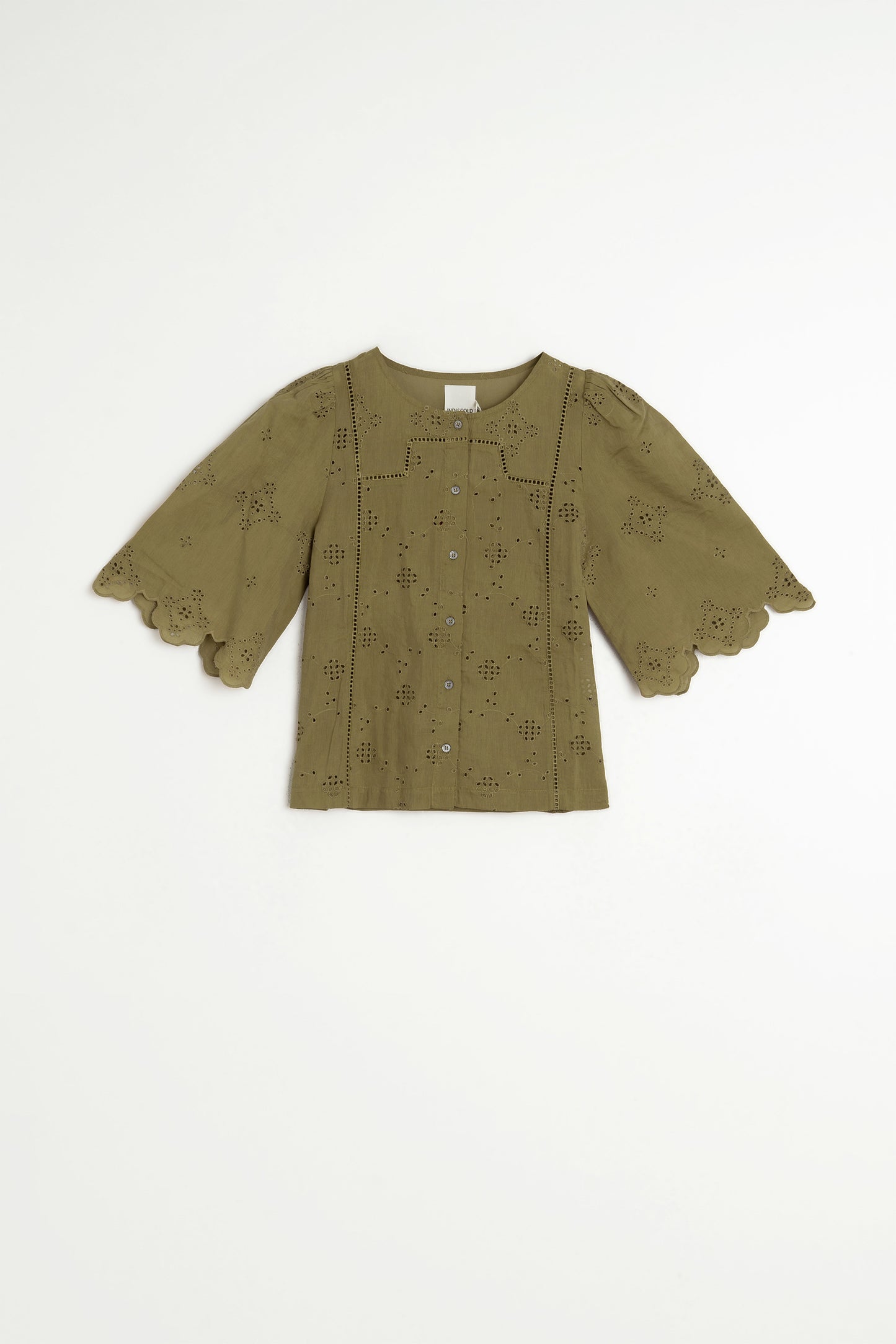 BOXY SHIRT WITH SCHIFFLI EMBROIDERY