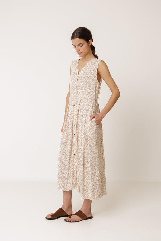 MULTIPOSITION BLOCK-PRINT DRESS 3