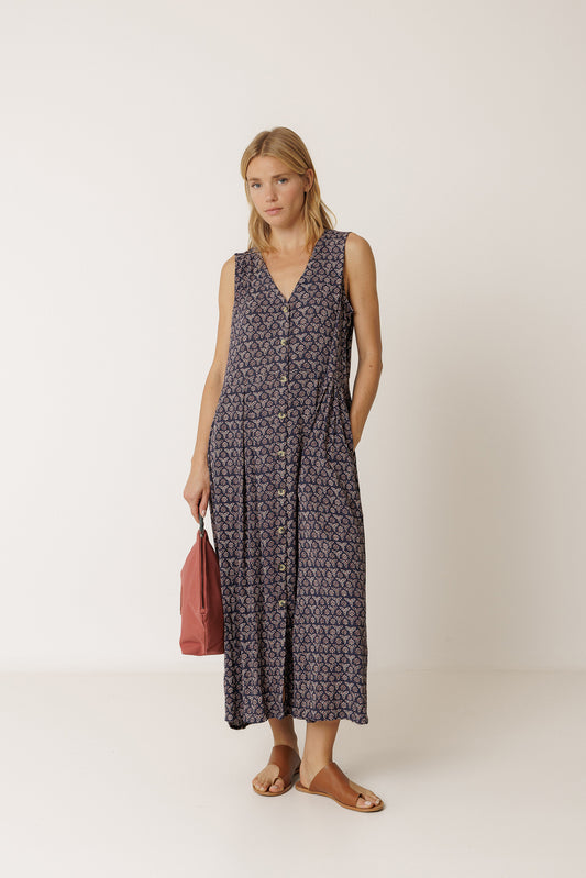 MULTIPOSITION BLOCK-PRINT DRESS 1