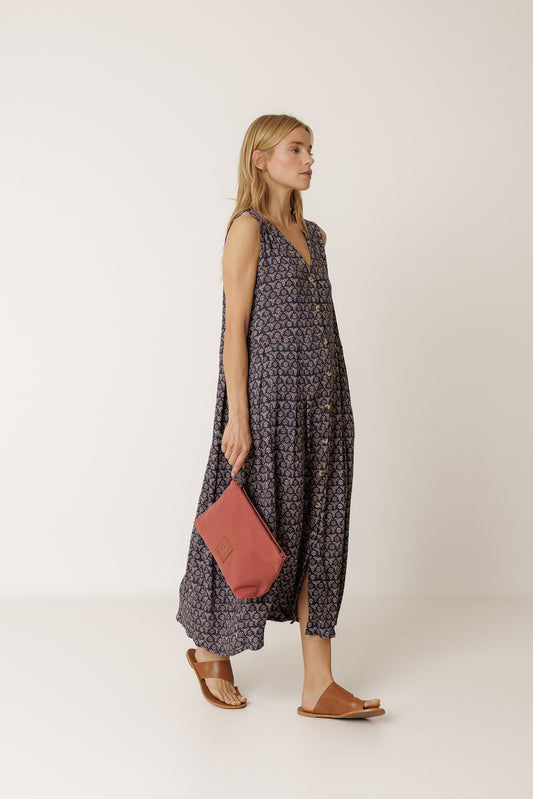 MULTIPOSITION BLOCK-PRINT DRESS 4