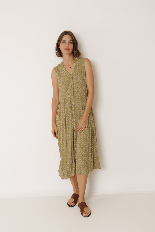 MULTIPOSITION BLOCK-PRINT DRESS 1