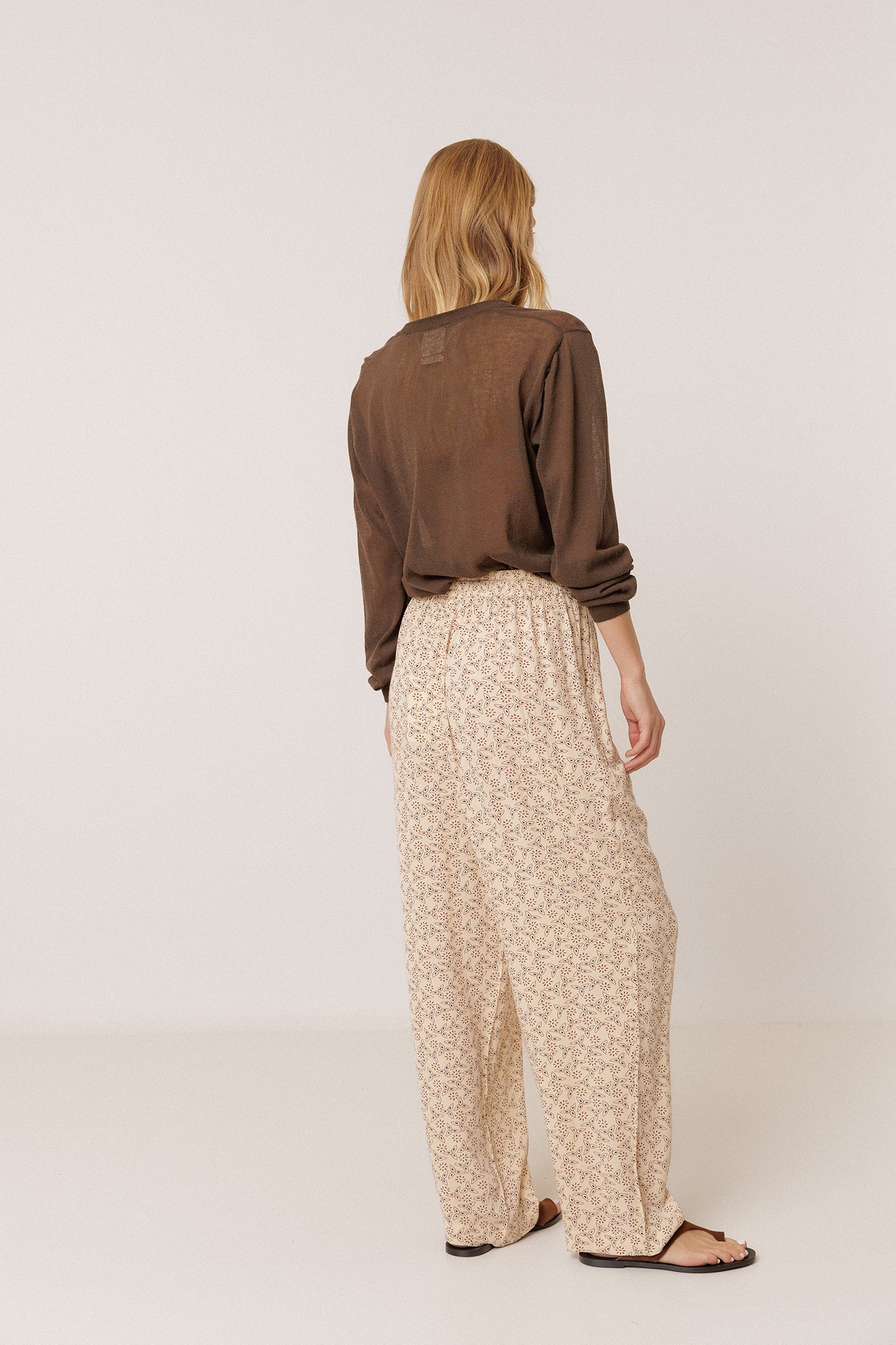 FLOWY BLOCK-PRINT PANT