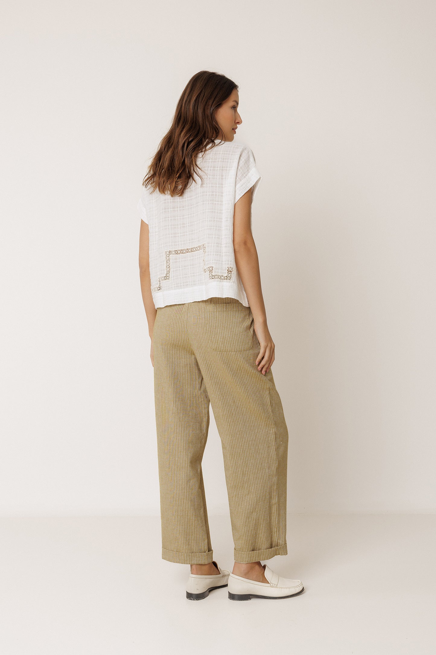 PLEATED PINSTRIPE TROUSER