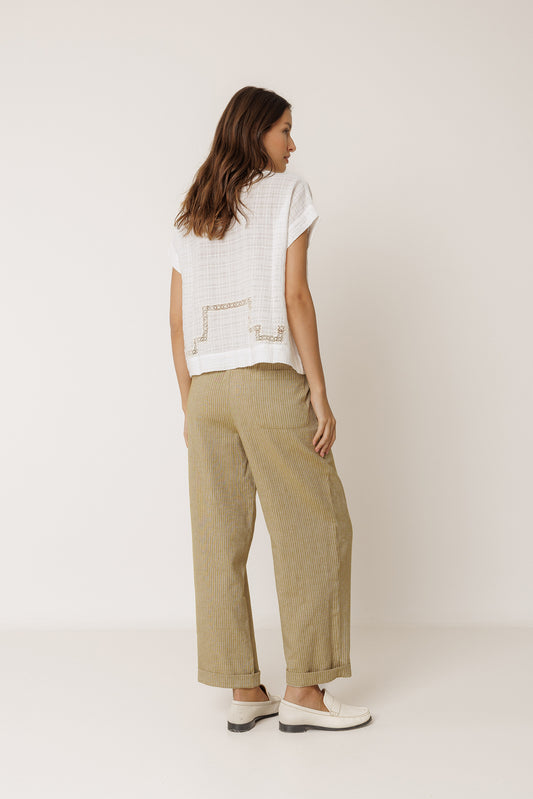 PLEATED PINSTRIPE TROUSER 3