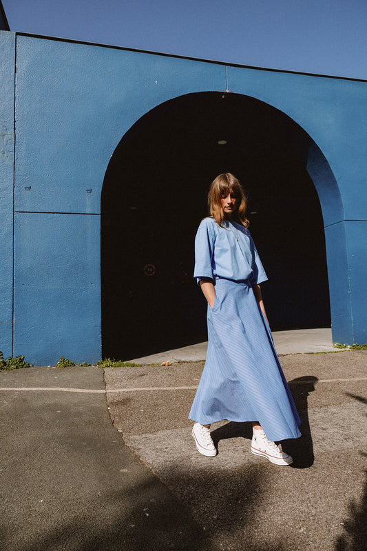 STRIPED POPLIN CAPE SKIRT 1