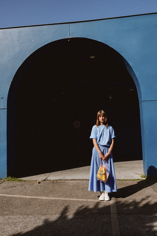 STRIPED POPLIN CAPE SKIRT 2