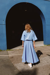 STRIPED POPLIN CAPE SKIRT