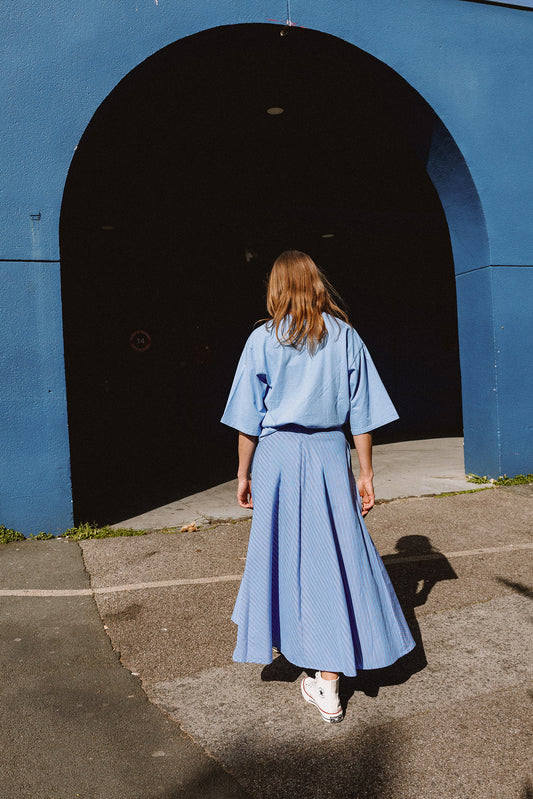 STRIPED POPLIN CAPE SKIRT 3