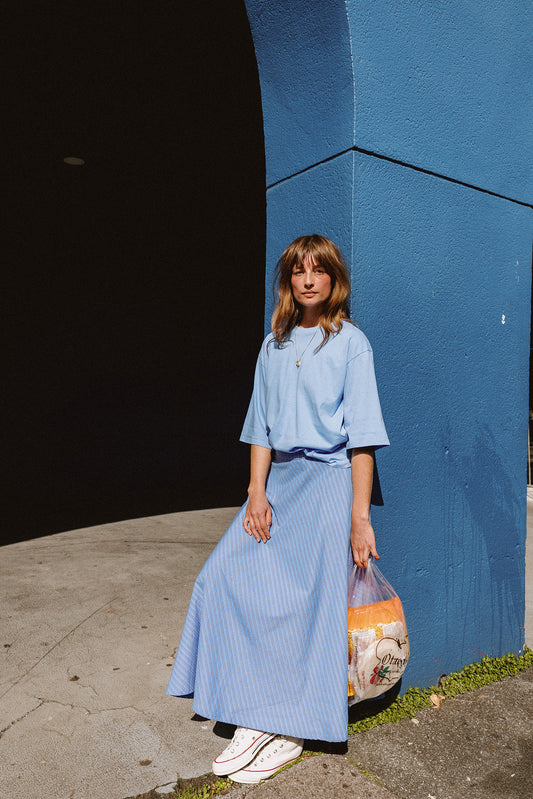 STRIPED POPLIN CAPE SKIRT 4