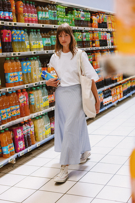 STRIPED POPLIN CAPE SKIRT 3