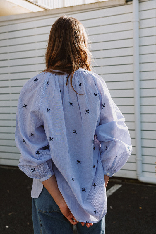 PINSTRIPED COTTON EMBROIDERED SHIRT 3