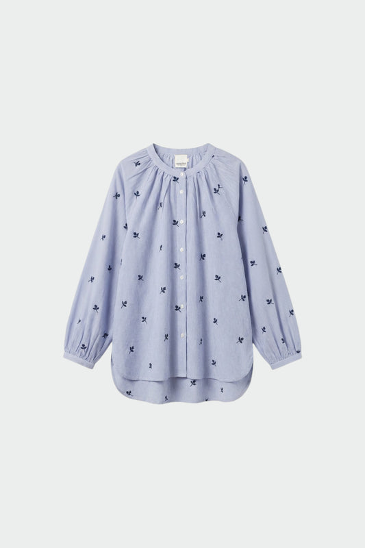 PINSTRIPED COTTON EMBROIDERED SHIRT 5