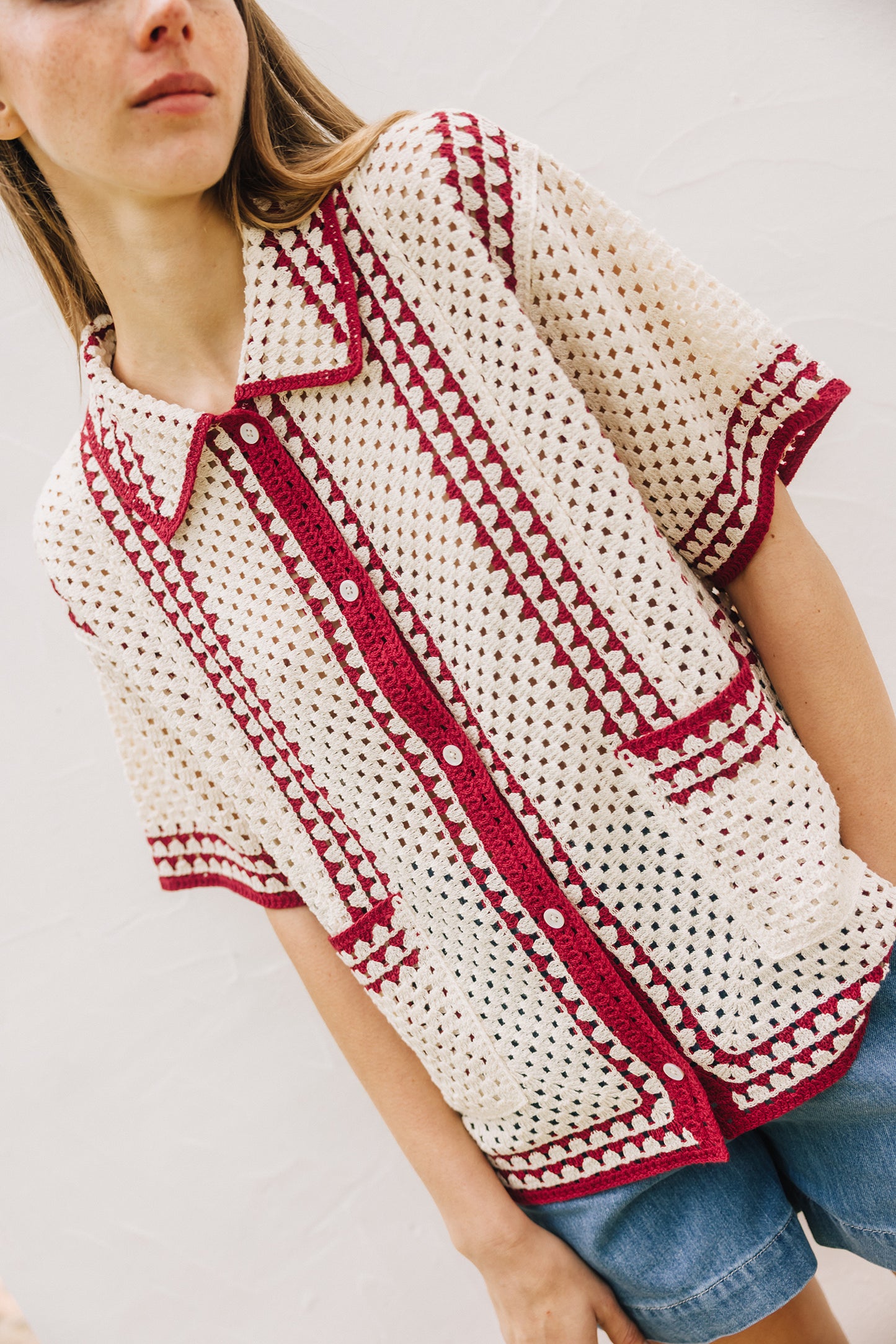 BICOLOR CROCHET SHIRT