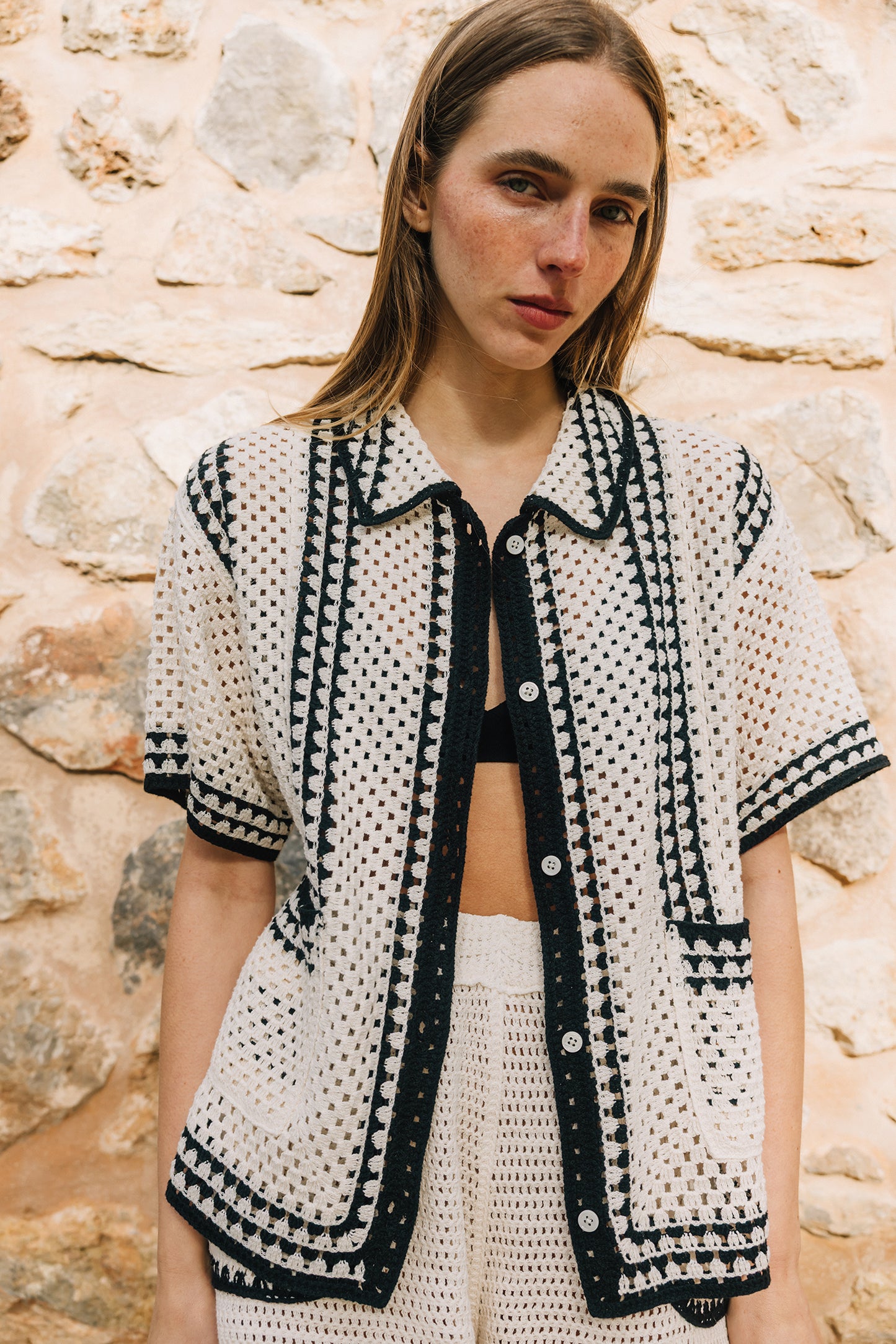 BICOLOR CROCHET SHIRT