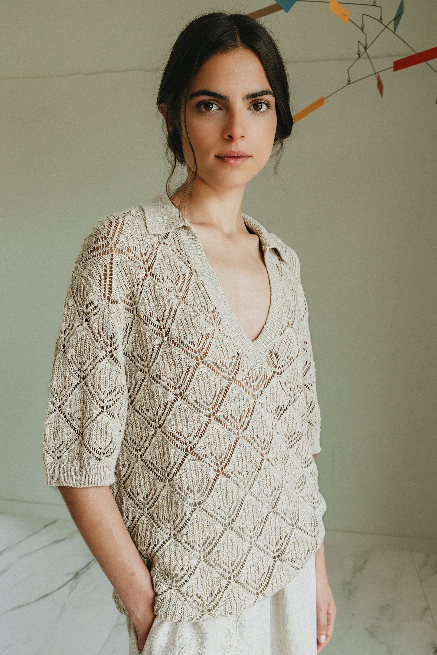 OPEN-KNIT POLO