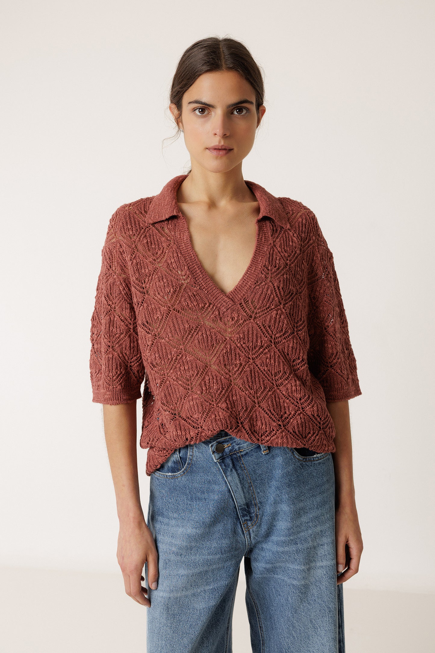 OPEN-KNIT POLO