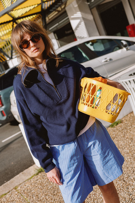 COTTON ZIP-UP SWEATER 2