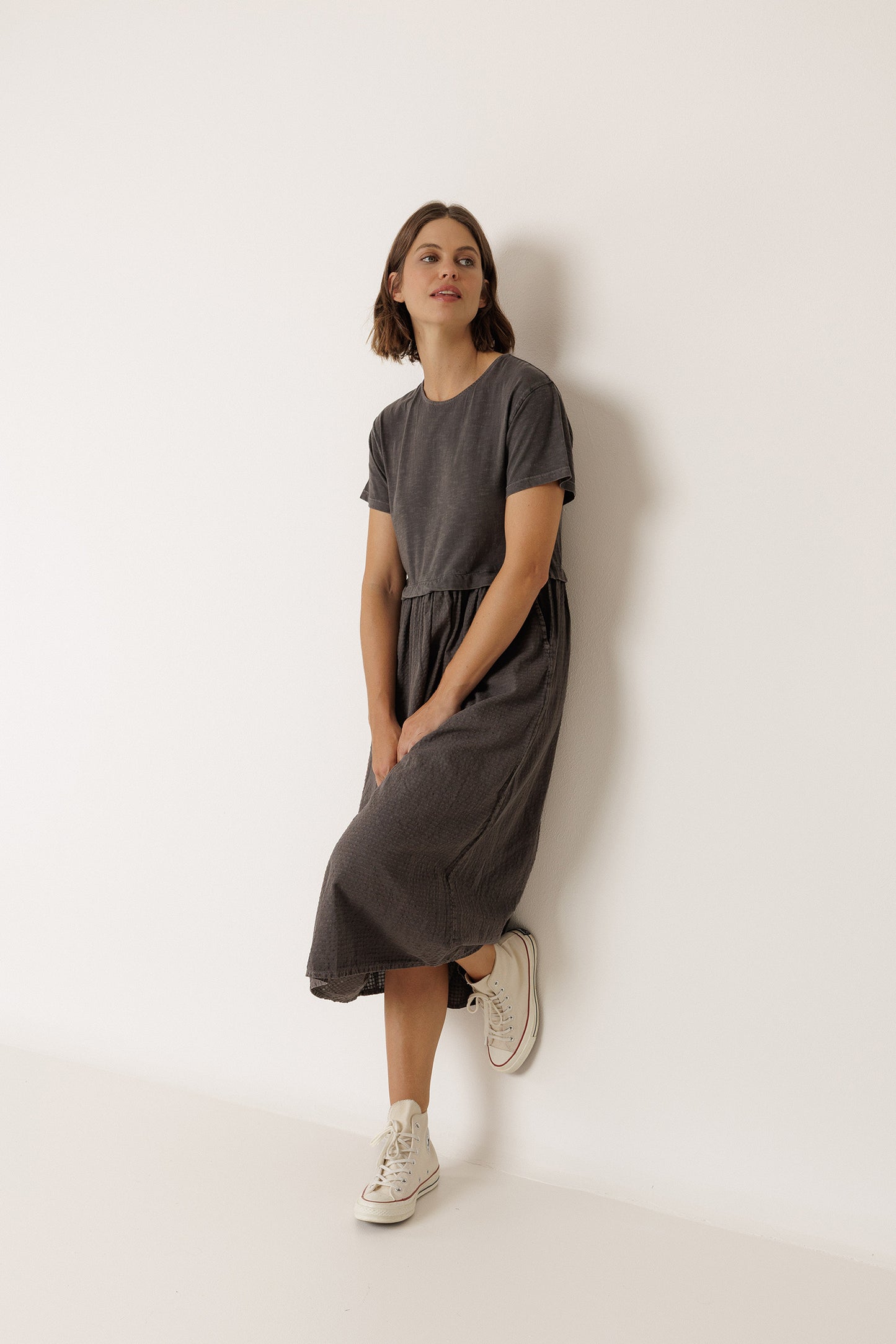 COMBINATION MIDI DRESS