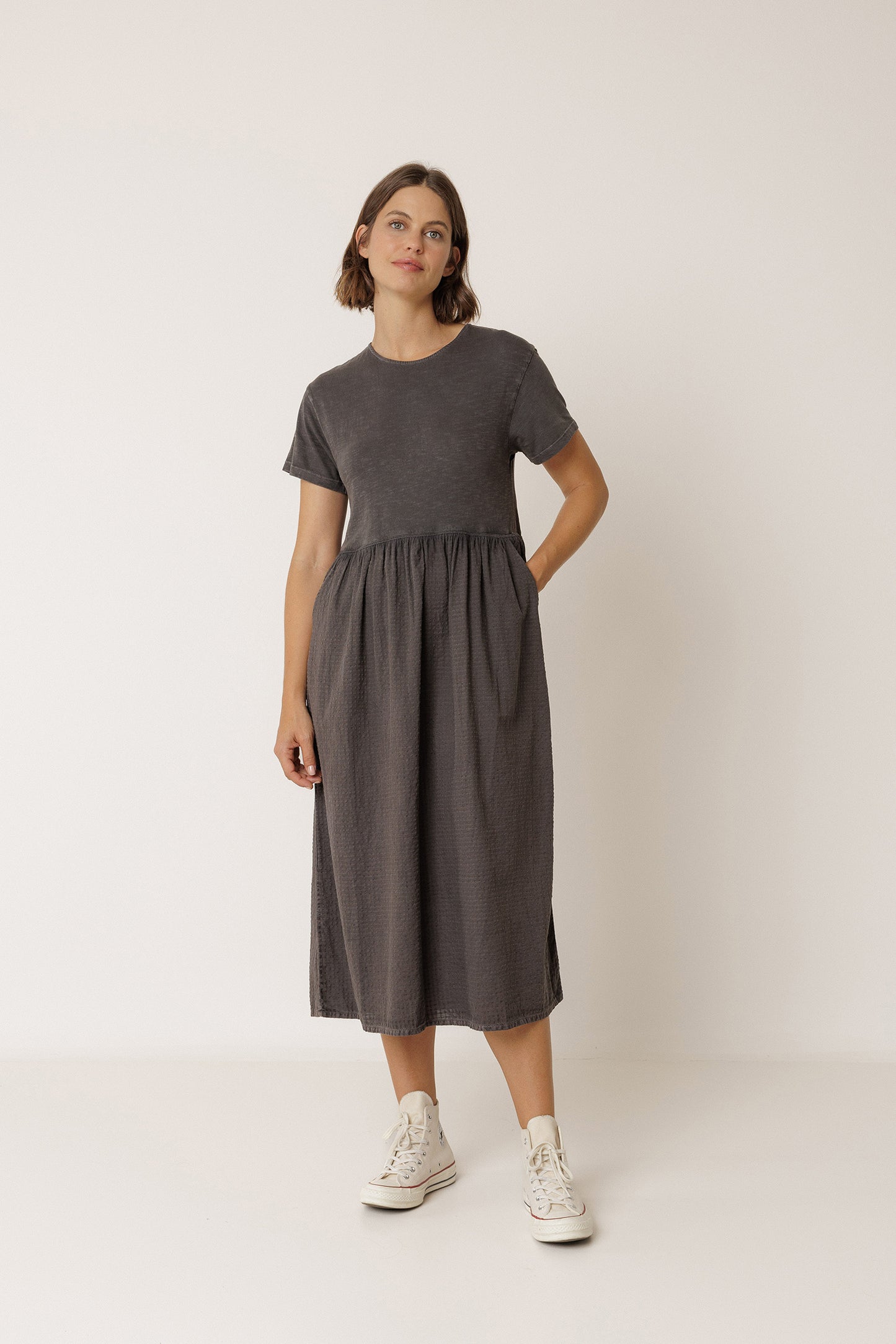 COMBINATION MIDI DRESS