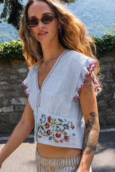CROSS STICH EMBROIDERED TOP