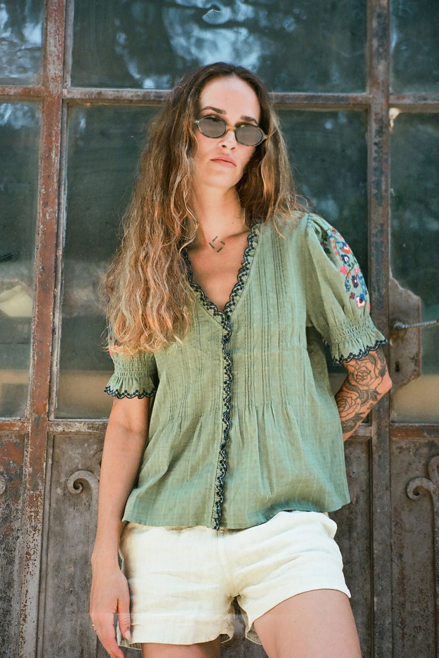 CROSS STICH EMBROIDERED SHIRT
