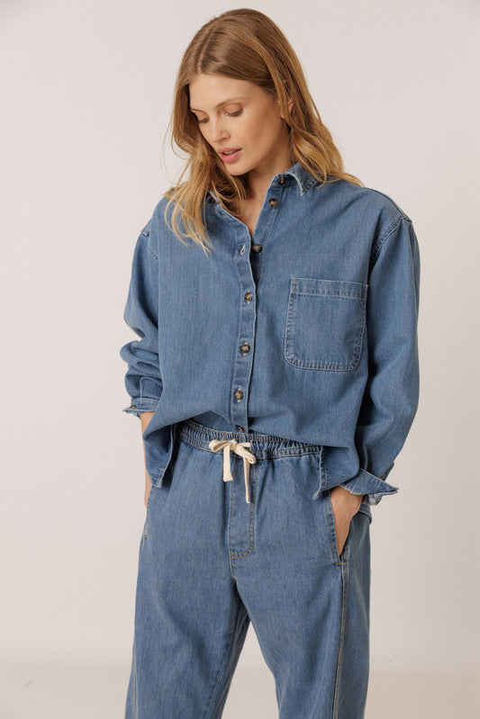 3/4-SLEEVE DENIM SHIRT 1